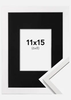 Ramme Edsbyn Hvid 11x15 cm - Passepartout Sort 7x9 cm