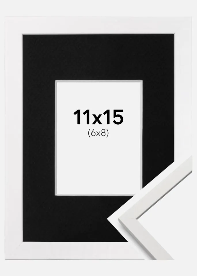 Ramme Edsbyn Hvid 11x15 cm - Passepartout Sort 7x9 cm
