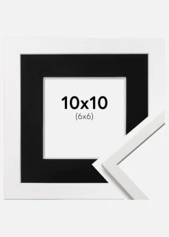 Ramme Edsbyn Hvid 10x10 cm - Passepartout Sort 7x7 cm