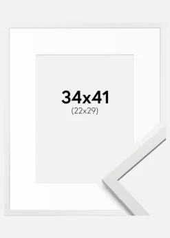 Ramme Edsbyn Hvid 34x41 cm - Passepartout Hvid 23x30 cm