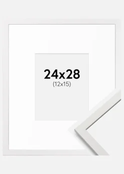 Ramme Edsbyn Hvid 24x28 cm - Passepartout Hvid 13x16 cm