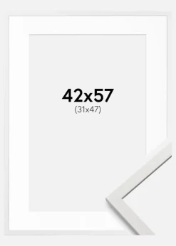Ramme Edsbyn Hvid 42x57 cm - Passepartout Hvid 32x48 cm