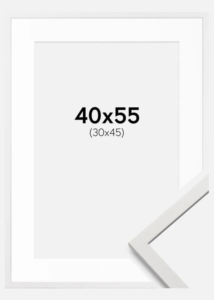 Ramme Edsbyn Hvid 40x55 cm - Passepartout Hvid 31x46 cm