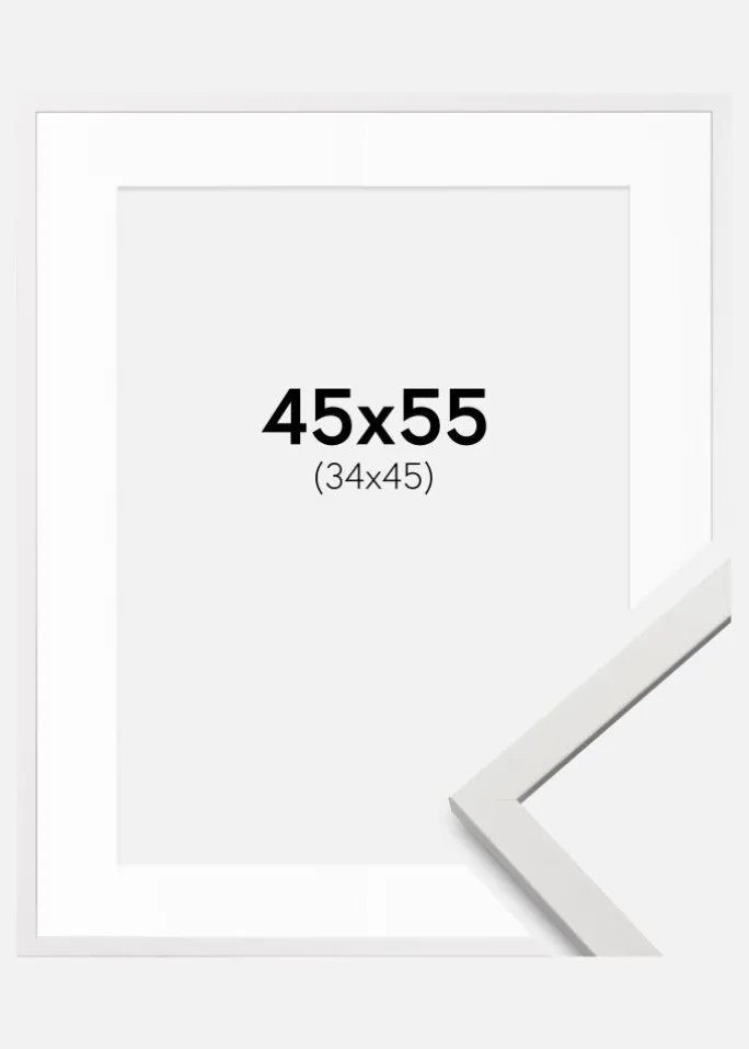 Ramme Edsbyn Hvid 45x55 cm - Passepartout Hvid 35x46 cm