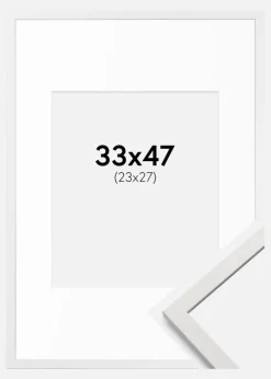 Ramme Edsbyn Hvid 33x47 cm - Passepartout Hvid 24x28 cm
