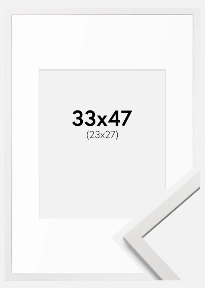 Ramme Edsbyn Hvid 33x47 cm - Passepartout Hvid 24x28 cm