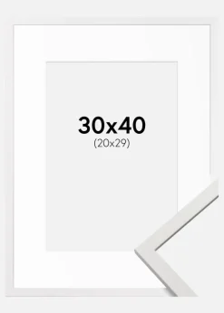 Ramme Edsbyn Hvid 30x40 cm - Passepartout Hvid 21x30 cm