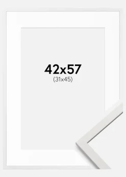 Ramme Edsbyn Hvid 42x57 cm - Passepartout Hvid 32x46 cm