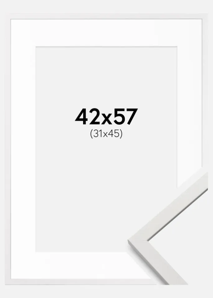 Ramme Edsbyn Hvid 42x57 cm - Passepartout Hvid 32x46 cm