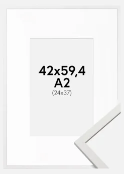 Ramme Edsbyn Hvid 42x59,4 cm (A2) - Passepartout Hvid 25x38 cm