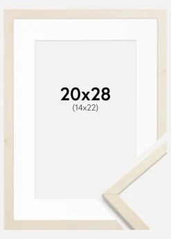 Ramme Edsbyn Løn 20x28 cm - Passepartout Hvid 15x23 cm