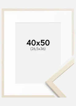 Ramme Edsbyn Løn 40x50 cm - Passepartout Hvid 27,5x37 cm