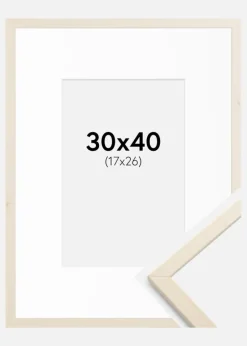 Ramme Edsbyn Løn 30x40 cm - Passepartout Hvid 18x27 cm
