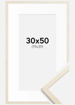 Ramme Edsbyn Løn 30x50 cm - Passepartout Hvid 20x40 cm