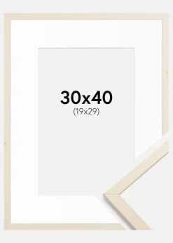 Ramme Edsbyn Løn 30x40 cm - Passepartout Hvid 20x30 cm