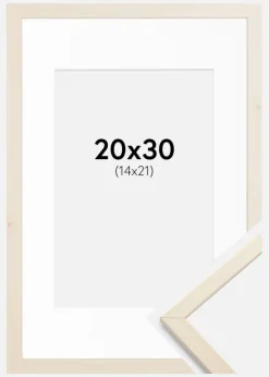 Ramme Edsbyn Løn 20x30 cm - Passepartout Hvid 15x22 cm