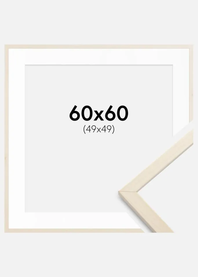 Ramme Edsbyn Løn 60x60 cm - Passepartout Hvid 50x50 cm