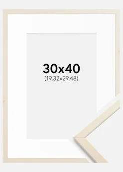 Ramme Edsbyn Løn 30x40 cm - Passepartout Hvid 8x12 inches
