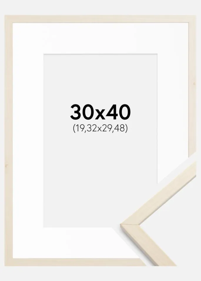 Ramme Edsbyn Løn 30x40 cm - Passepartout Hvid 8x12 inches
