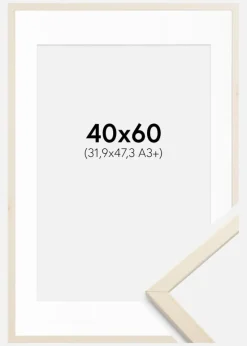 Ramme Edsbyn Løn 40x60 cm - Passepartout Hvid 32,9x48,3 cm (A3+)