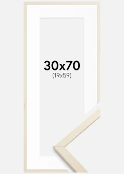 Ramme Edsbyn Løn 30x70 cm - Passepartout Hvid 20x60 cm
