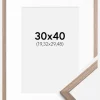 Ramme Edsbyn Lys Valnød 30x40 cm - Passepartout Hvid 8x12 inches
