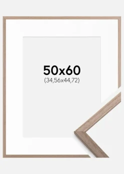 Ramme Edsbyn Lys Valnød 50x60 cm - Passepartout Hvid 14x18 inches