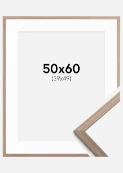 Ramme Edsbyn Lys Valnød 50x60 cm - Passepartout Hvid 40x50 cm