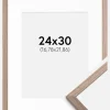 Ramme Edsbyn Lys Valnød 24x30 cm - Passepartout Hvid 7x9 inches