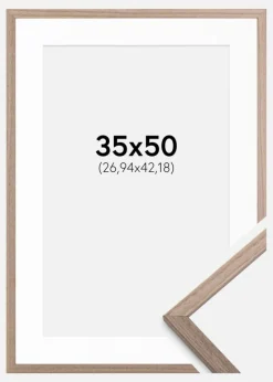 Ramme Edsbyn Lys Valnød 35x50 cm - Passepartout Hvid 11x17 inches