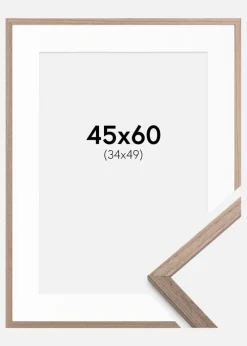 Ramme Edsbyn Lys Valnød 45x60 cm - Passepartout Hvid 35x50 cm