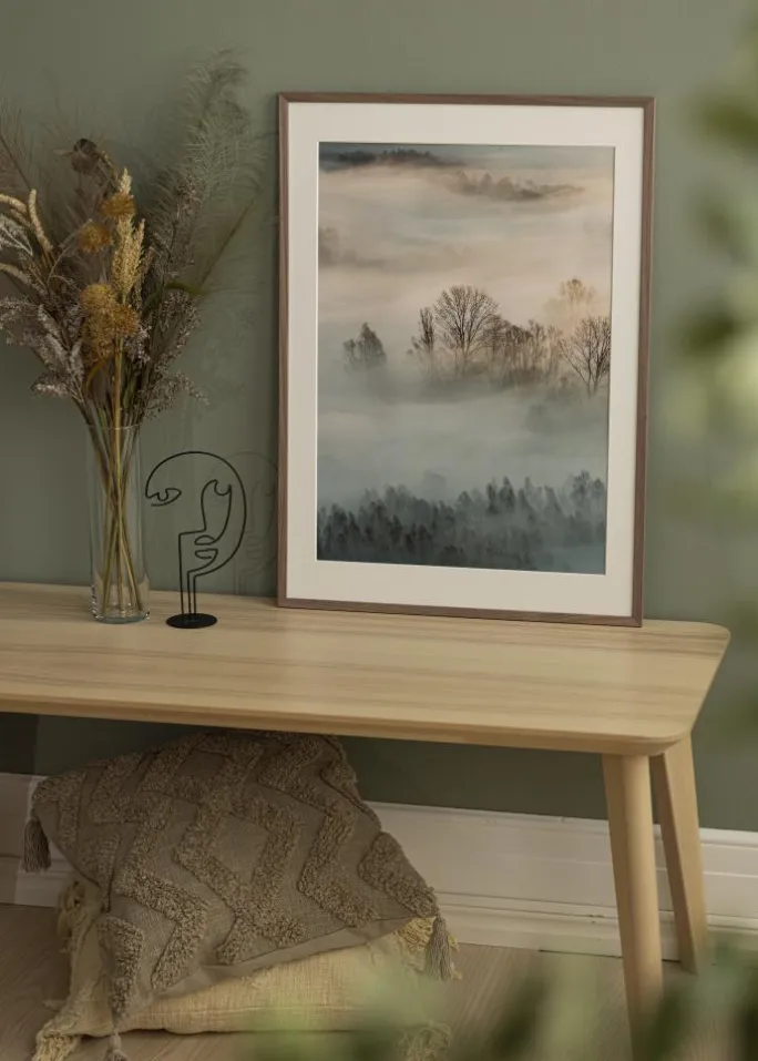 Ramme Edsbyn Lys Valnød 45x60 cm - Passepartout Hvid 32x45 cm