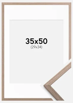 Ramme Edsbyn Lys Valnød 35x50 cm - Passepartout Hvid 30x35 cm