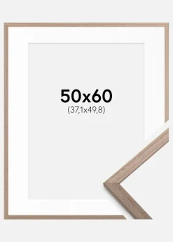 Ramme Edsbyn Lys Valnød 50x60 cm - Passepartout Hvid 15x20 inches