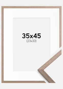 Ramme Edsbyn Lys Valnød 35x45 cm - Passepartout Hvid 24x34 cm