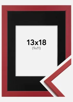 Ramme Edsbyn Rød 13x18 cm - Passepartout Sort 10x12 cm