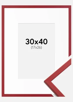 Ramme Edsbyn Rød 30x40 cm - Passepartout Hvid 18x27 cm