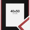 Ramme Edsbyn Rød 40x50 cm - Passepartout Sort 28x35 cm