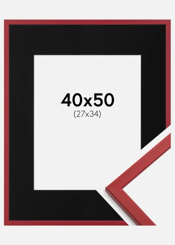 Ramme Edsbyn Rød 40x50 cm - Passepartout Sort 28x35 cm