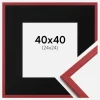 Ramme Edsbyn Rød 40x40 cm - Passepartout Sort 25x25 cm