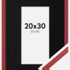 Ramme Edsbyn Rød 20x30 cm - Passepartout Sort 10x20 cm
