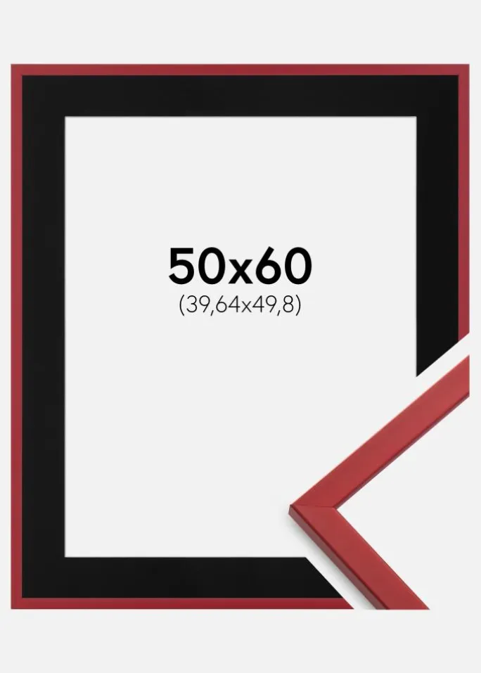 Ramme Edsbyn Rød 50x60 cm - Passepartout Sort 16x20 inches