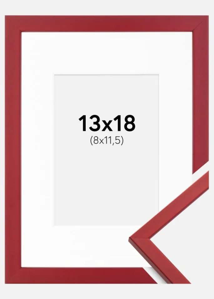 Ramme Edsbyn Rød 13x18 cm - Passepartout Hvid 9x12 cm