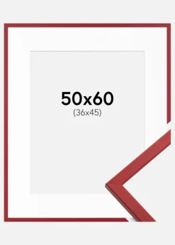 Ramme Edsbyn Rød 50x60 cm - Passepartout Hvid 37x46 cm