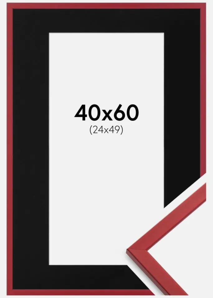 Ramme Edsbyn Rød 40x60 cm - Passepartout Sort 25x50 cm