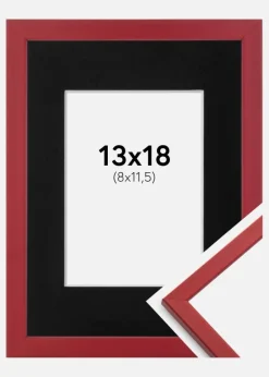 Ramme Edsbyn Rød 13x18 cm - Passepartout Sort 9x12 cm