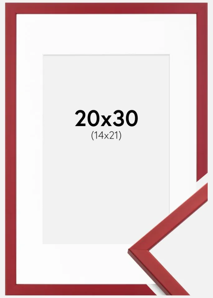 Ramme Edsbyn Rød 20x30 cm - Passepartout Hvid 15x22 cm