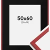 Ramme Edsbyn Rød 50x60 cm - Passepartout Sort 35x45 cm