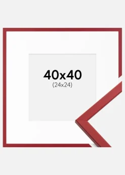 Ramme Edsbyn Rød 40x40 cm - Passepartout Hvid 25x25 cm