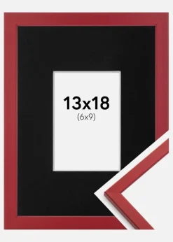 Ramme Edsbyn Rød 13x18 cm - Passepartout Sort 7x10 cm